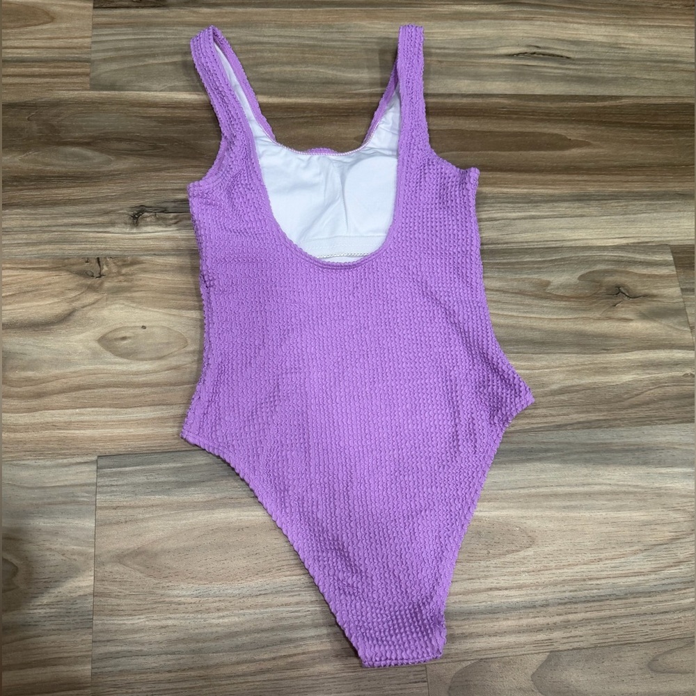 Textured Lavender One-Piece Swimsuit - Picture 2 of 5